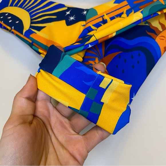 SKATIE NEW Mandi Cheeky Bikini Bottom in Palermo Print Blue Orange Sz Large - Picture 8 of 9